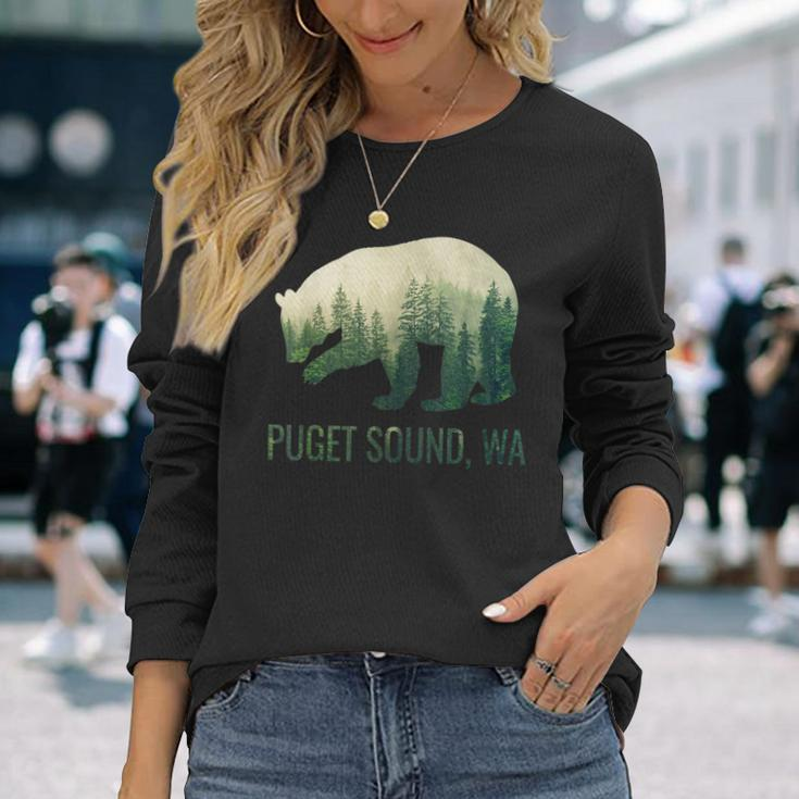 Puget Sound Bear State Of Washington Pacific Nw Wildlife Long Sleeve T-Shirt Gifts for Her