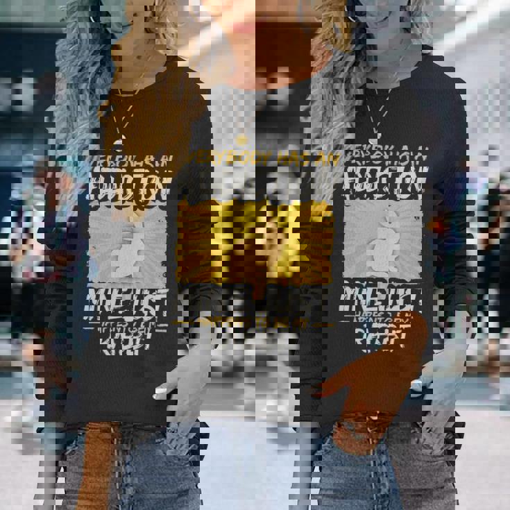 Rabbit Addiction Farm Animal Lover Long Sleeve T-Shirt Gifts for Her