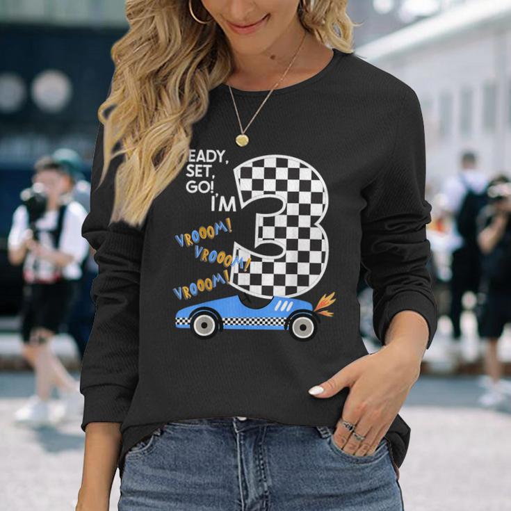 Race Car 3Rd Birthday Party Racing Car Driver 3 Birthday Boy Long Sleeve T-Shirt Gifts for Her