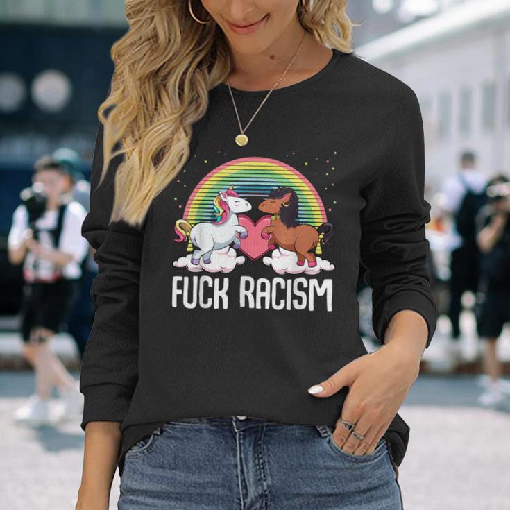 Racism Unicorn Anti Racism Langarmshirts Geschenke für Sie