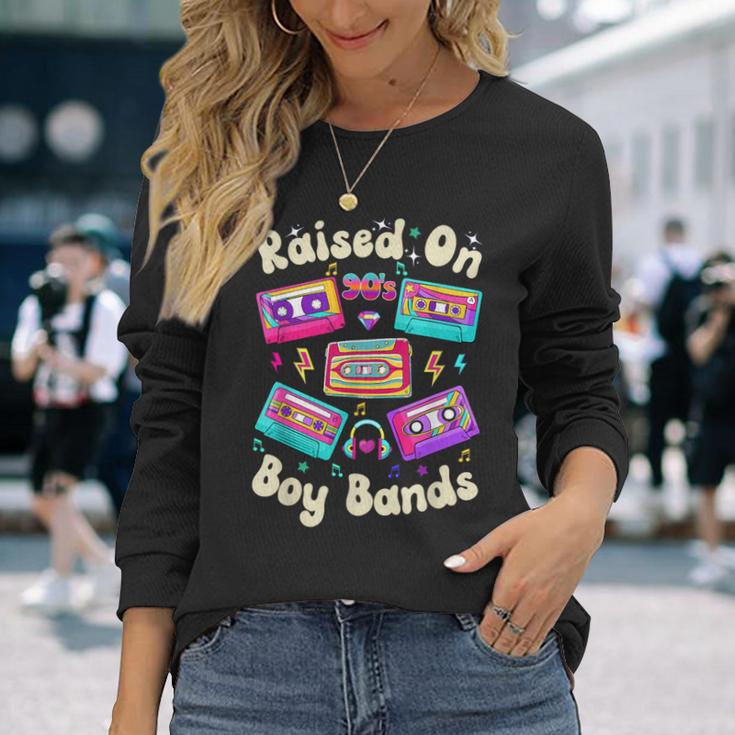 Raised On 90S Boy Bands Cassette Tape Retro Long Sleeve T-Shirt Gifts for Her