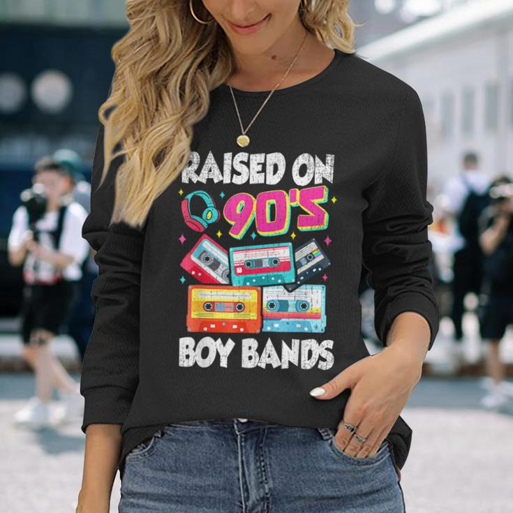 Raised On 90S Boy Bands Cassette Tape Retro Long Sleeve T-Shirt Gifts for Her