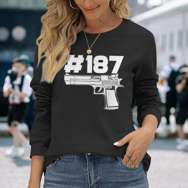 Rapper 187 With Hashtag Ratchet And Gangster Motif Langarmshirts Geschenke für Sie