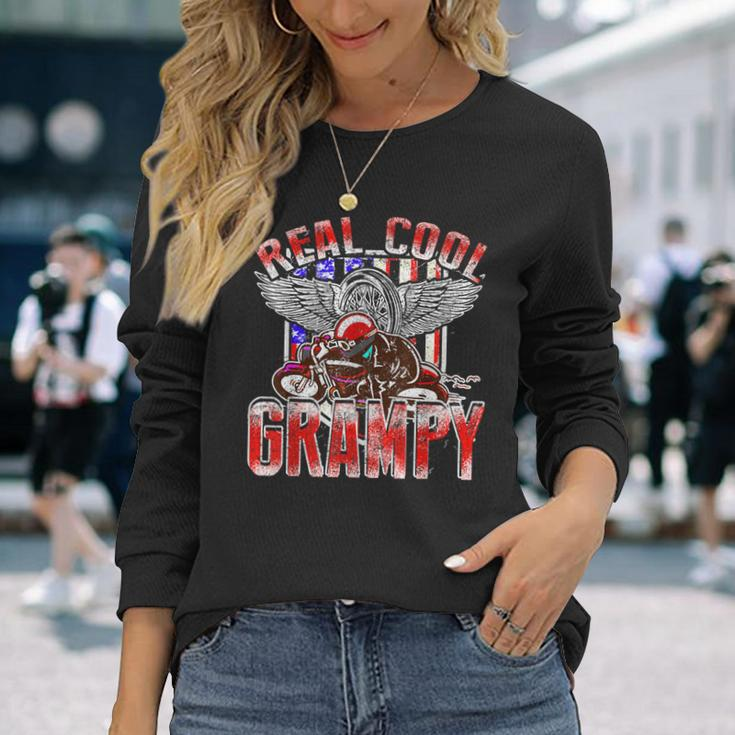 Real Cool Grampy Biker Racing For Fathers Day Long Sleeve T-Shirt Gifts for Her