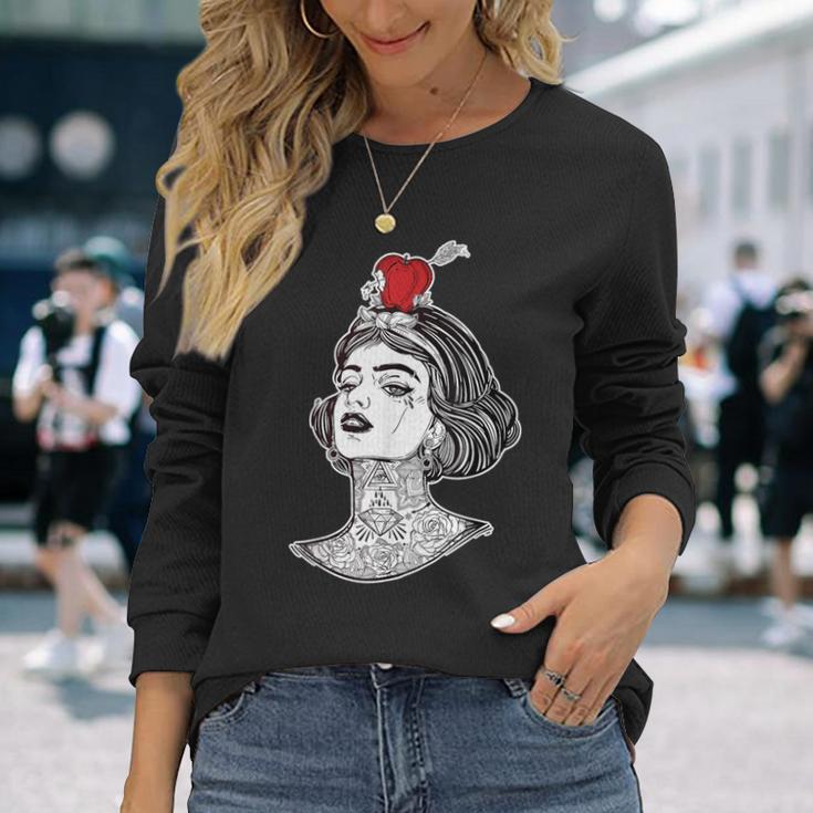 Red Apple Arrow Aim William Tell Pin-Up Tattoo Long Sleeve T-Shirt Gifts for Her