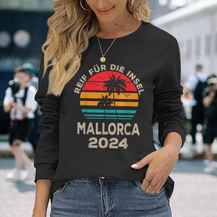 Reif Für Der Island Mallorca 2024 Palm Trees Sunset Outfit Langarmshirts Geschenke für Sie