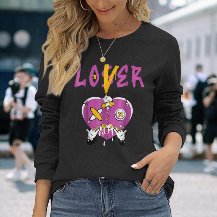 Retro 1 Brotherhood Loser Lover Heart Dripping Shoes Long Sleeve T-Shirt Gifts for Her