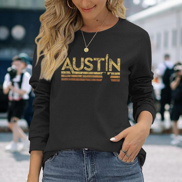 Retro Austin Texas Music Long Sleeve T-Shirt Gifts for Her
