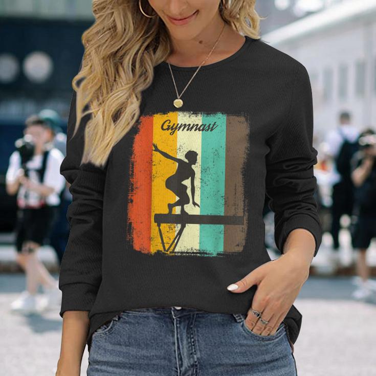 Retro Balance Beam Gymnast For Gymnastics Lovers Long Sleeve T-Shirt Gifts for Her