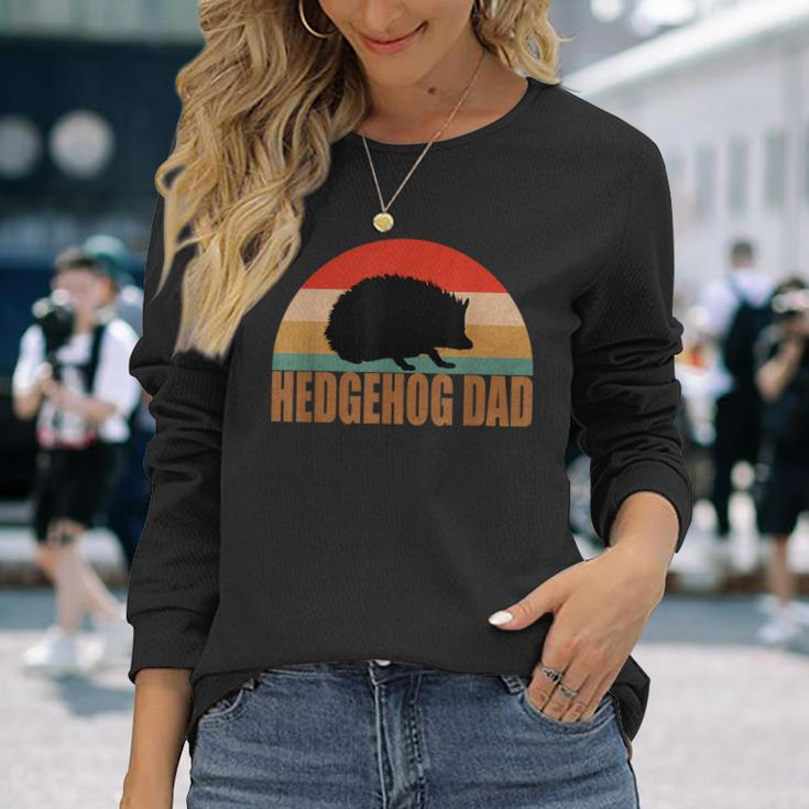 Retro Best Hedgehog Dad Vintage Father Hedgehog Lover Long Sleeve T-Shirt Gifts for Her