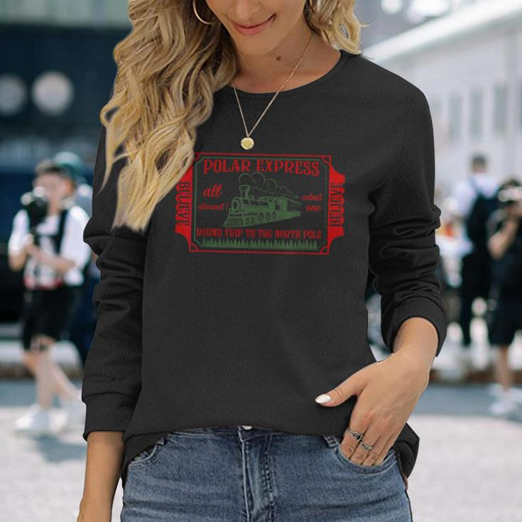 Retro Christmas North Pole Polar Express All Abroad Family Long Sleeve T-Shirt Gifts for Her