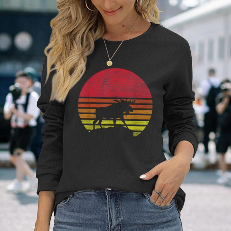 Retro Elk Silhouette Langarmshirts Geschenke für Sie