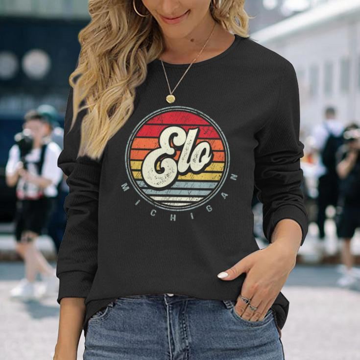Retro Elo Home State Cool 70S Style Sunset Long Sleeve T-Shirt Gifts for Her