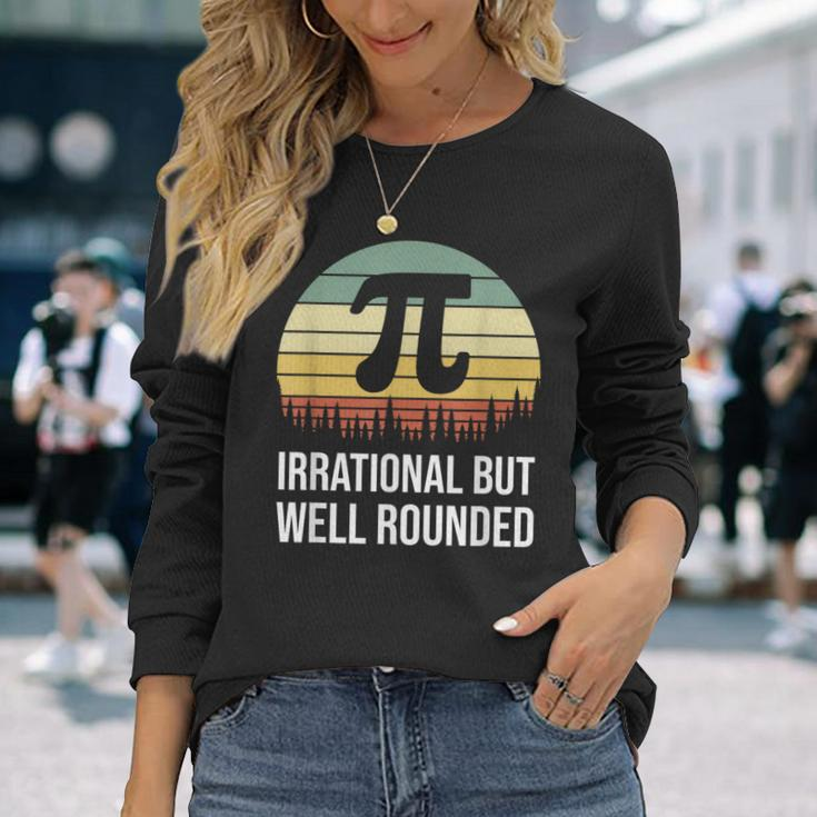 Retro Pi Day Irrational But Well Rounded Math Teacher Long Sleeve T-Shirt Gifts for Her