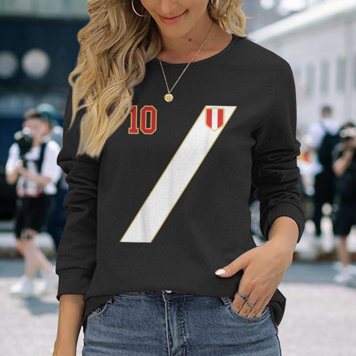 Retro Soccer Inspired Peru Long Sleeve T-Shirt Gifts for Her