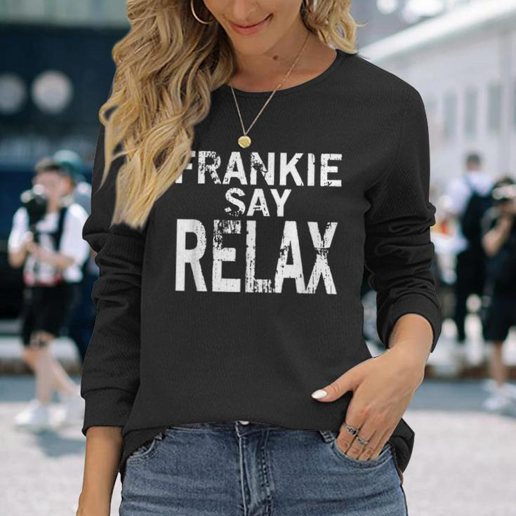 Retro-Stil Frankie Say Relax Schwarzes Langarmshirts, 80er Jahre Musik Fan Tee Geschenke für Sie