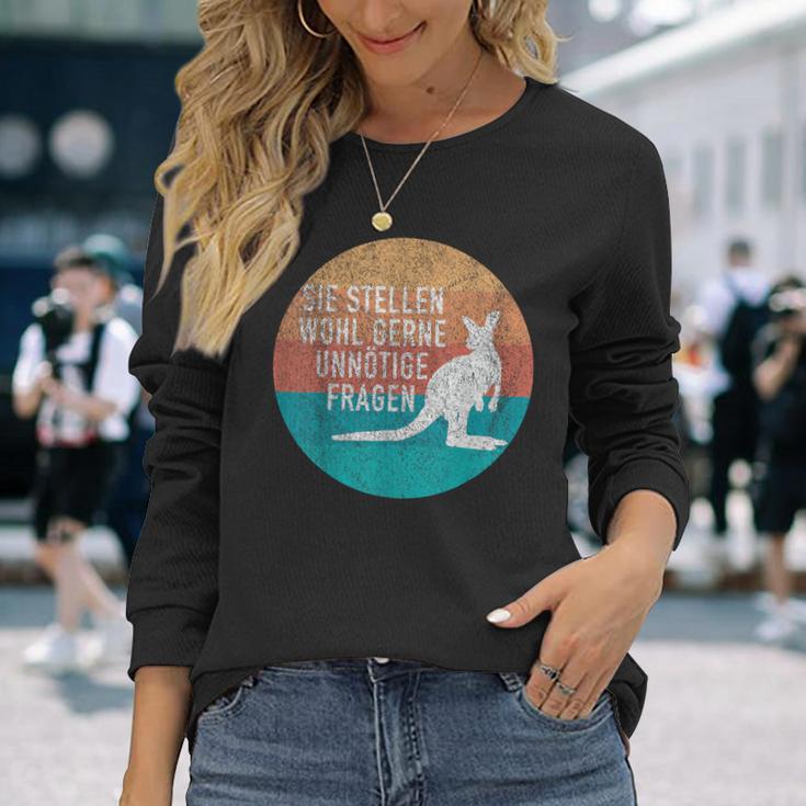 Retro Stil Känguru Langarmshirts Unnötige Fragen Spruch Geschenke für Sie