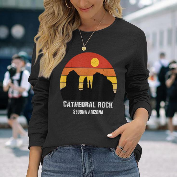 Retro Vintage Cathedral Rock Sedona Skyline Arizona Long Sleeve T-Shirt Gifts for Her