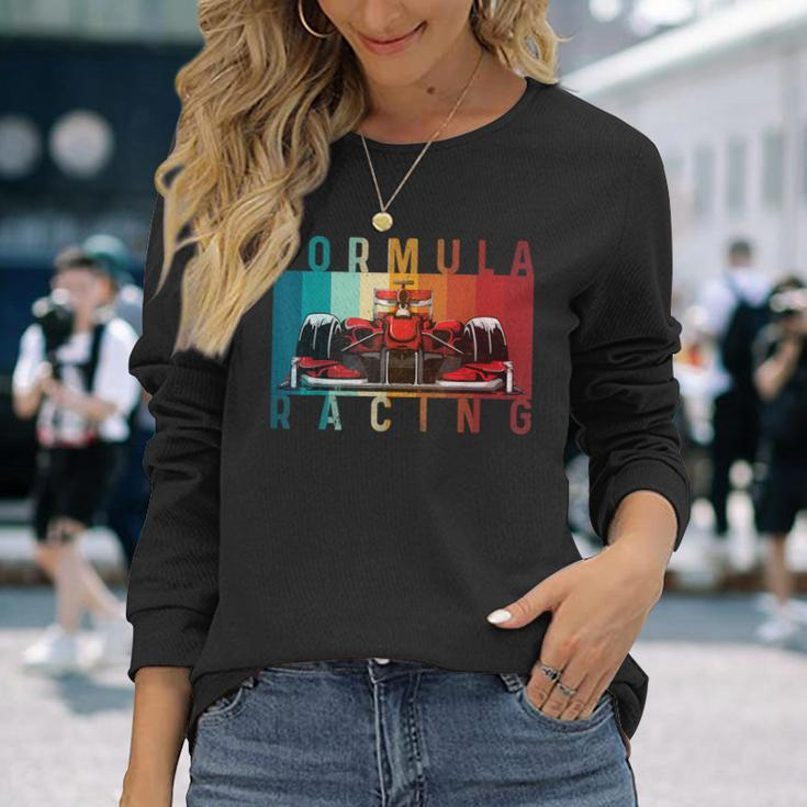 Retro Vintage Formula Racing Lovers Race Car Fan Long Sleeve T-Shirt Gifts for Her