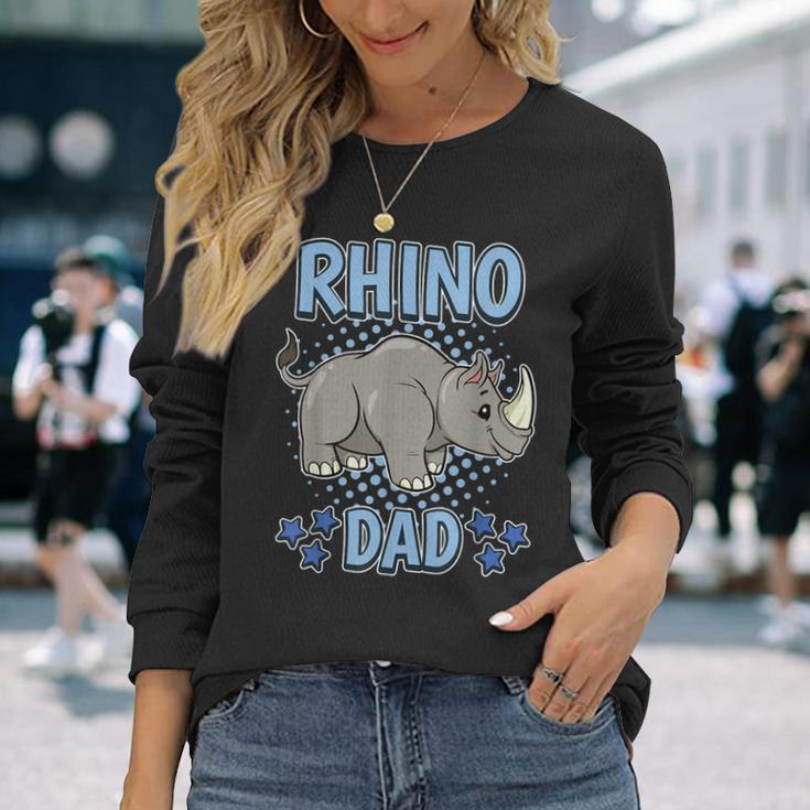 Rhino Dad Daddy Father's Day Rhinoceros Rhino Long Sleeve T-Shirt Gifts for Her