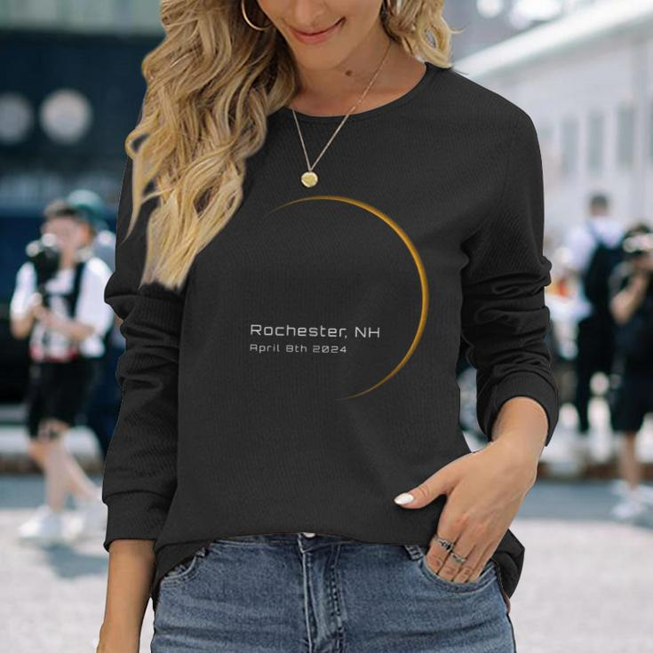 Rochester Nh Total Solar Eclipse April 8 2024 Totality Long Sleeve T-Shirt Gifts for Her