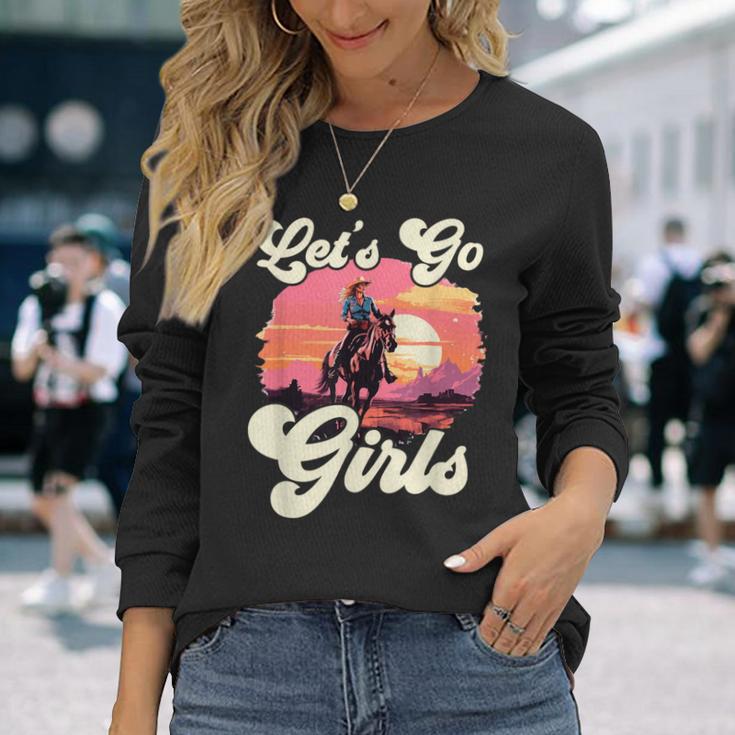 Rodeo Western Country Cowgirl Hat Let's Go Girls Long Sleeve T-Shirt Gifts for Her