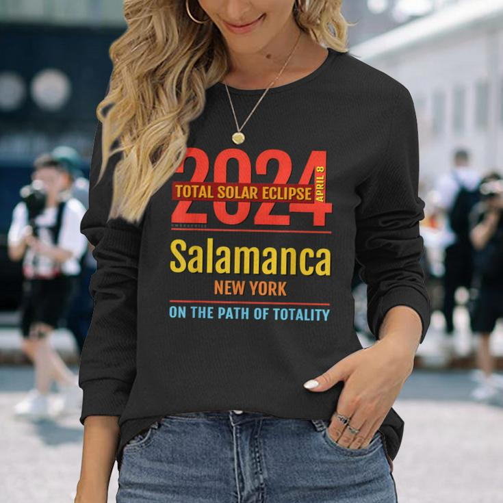 Salamanca New York Ny Total Solar Eclipse 2024 4 Long Sleeve T-Shirt Gifts for Her