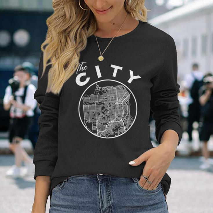 San Francisco The City Map Long Sleeve T-Shirt Gifts for Her