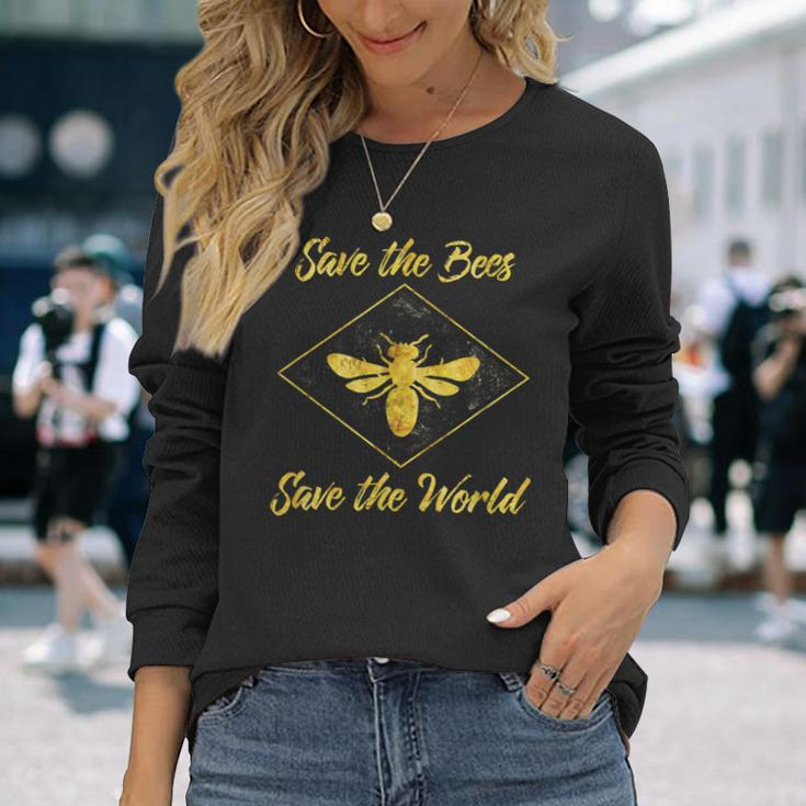 Save The Bees Save The World-Environmental Beekeeper Long Sleeve T-Shirt Gifts for Her