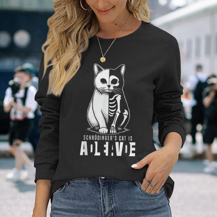 Schrödinger's Cat Dead And Alive Quantum Mechanics Physics Langarmshirts Geschenke für Sie