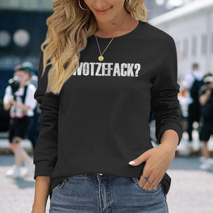 Schwarzes Langarmshirts WOTZEFFACK? Aufdruck in Weiß, Lustiges Statement-Langarmshirts Geschenke für Sie