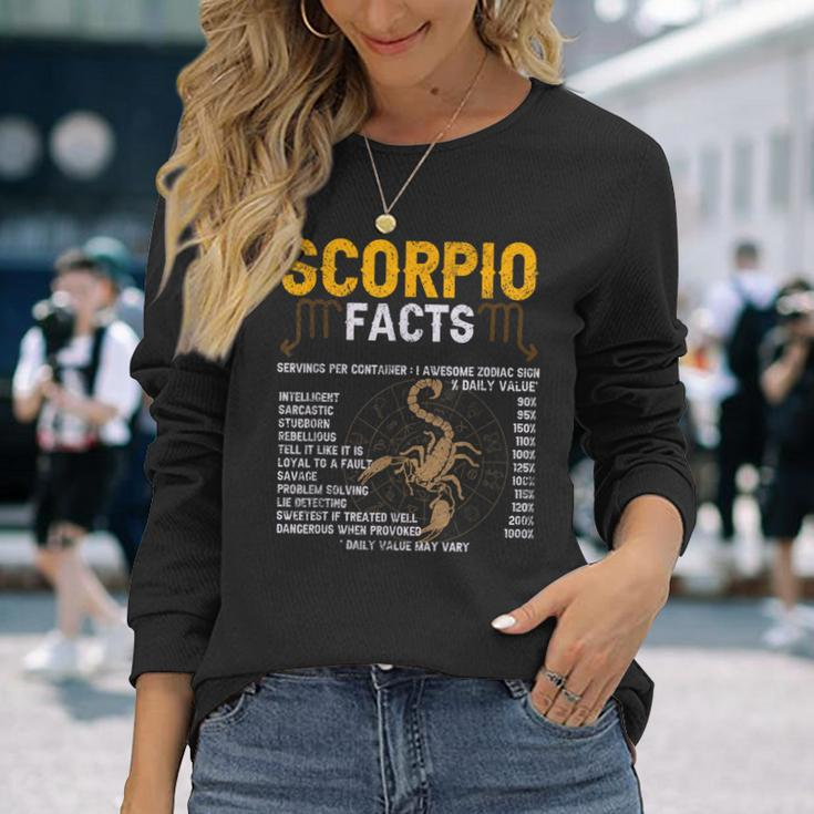 Scorpio Facts Zodiac Sign Personality Horoscope Facts Long Sleeve T-Shirt Gifts for Her