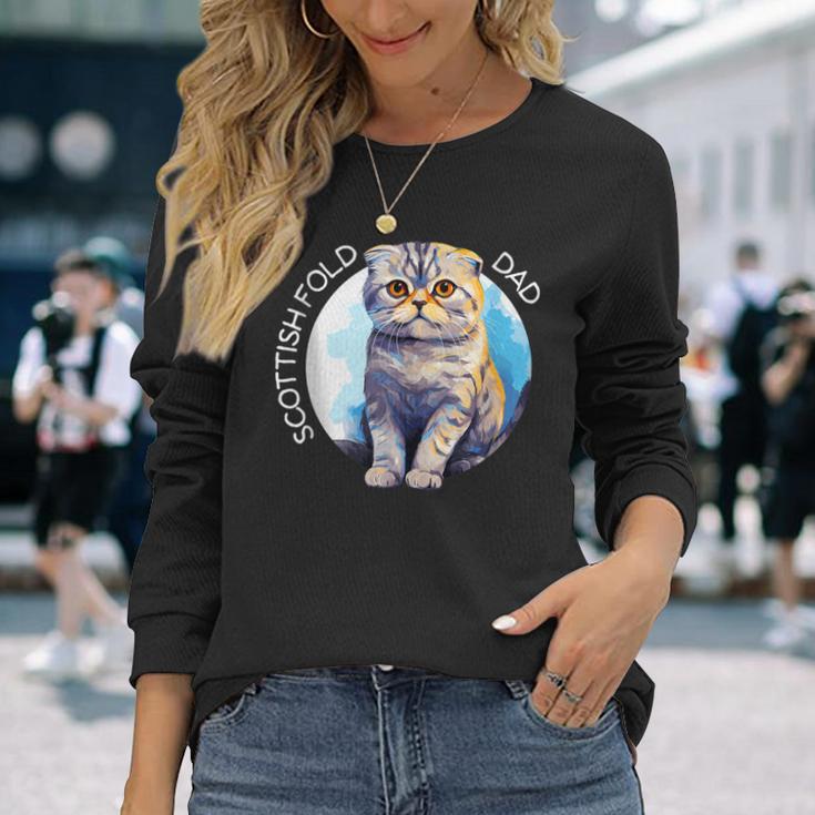 Scottish Fold Katzen Papa Cat Dad Daddy Haustier Freund Langarmshirts Geschenke für Sie