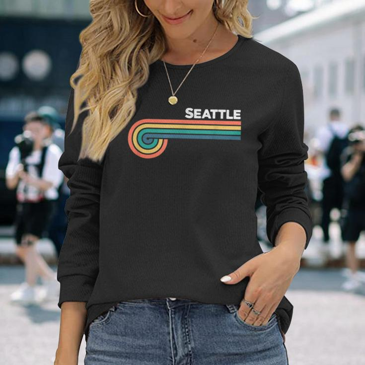 Seattle Retro Style Hometown Pride Long Sleeve T-Shirt Gifts for Her