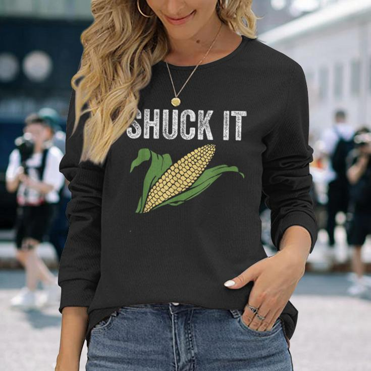Shuck It Farmer Corn Lover Market Festival Long Sleeve T-Shirt Gifts for Her