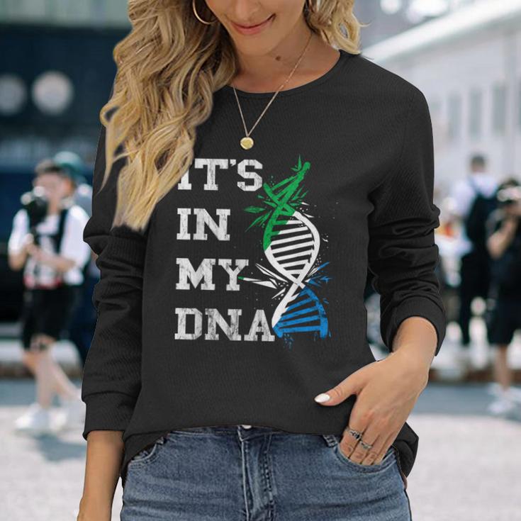 Sierra Leone It's In My Dna Siera Leonean Roots Flag Long Sleeve T-Shirt Gifts for Her