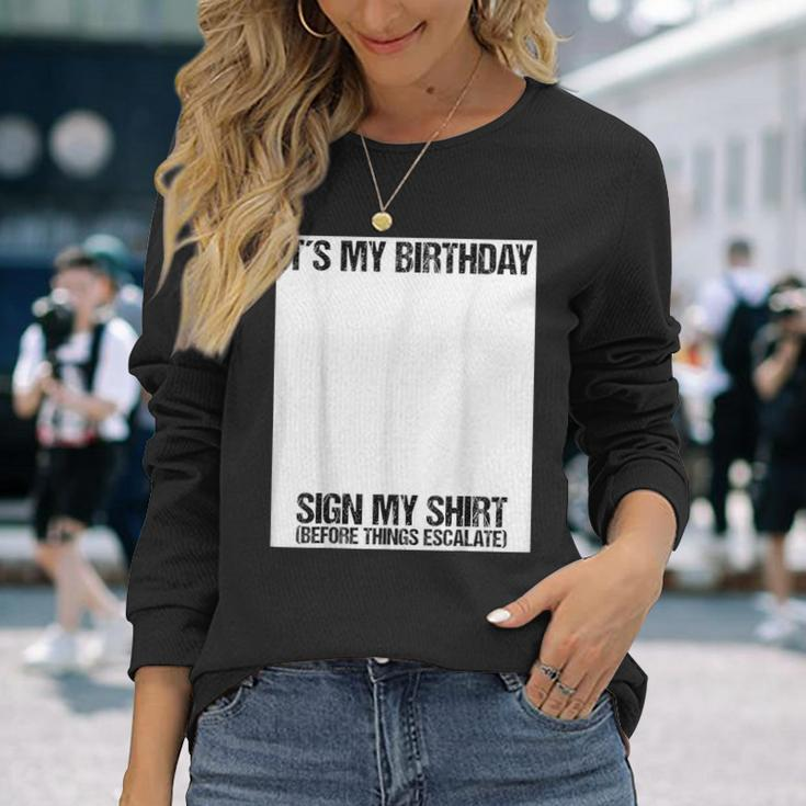 Sign My Birthday Party Ice Breaker & Womens Long Sleeve T-Shirt Gifts for Her