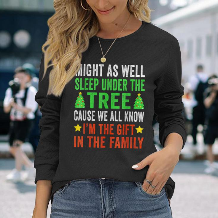 Might As Well Sleep Under The Tree Christmas Family Long Sleeve T-Shirt Gifts for Her