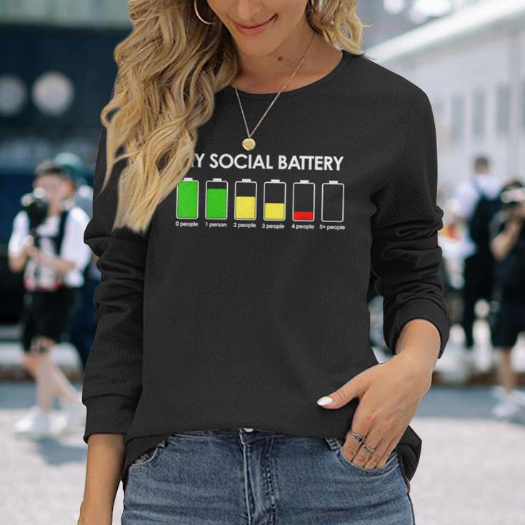 My Social Battery Low Energy Anti Social Introvert Long Sleeve T-Shirt Gifts for Her