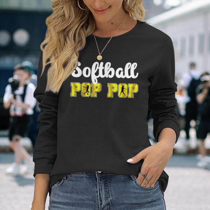 Softball Pop Pop Of A Softball Player Pop Pop Long Sleeve T-Shirt Gifts for Her