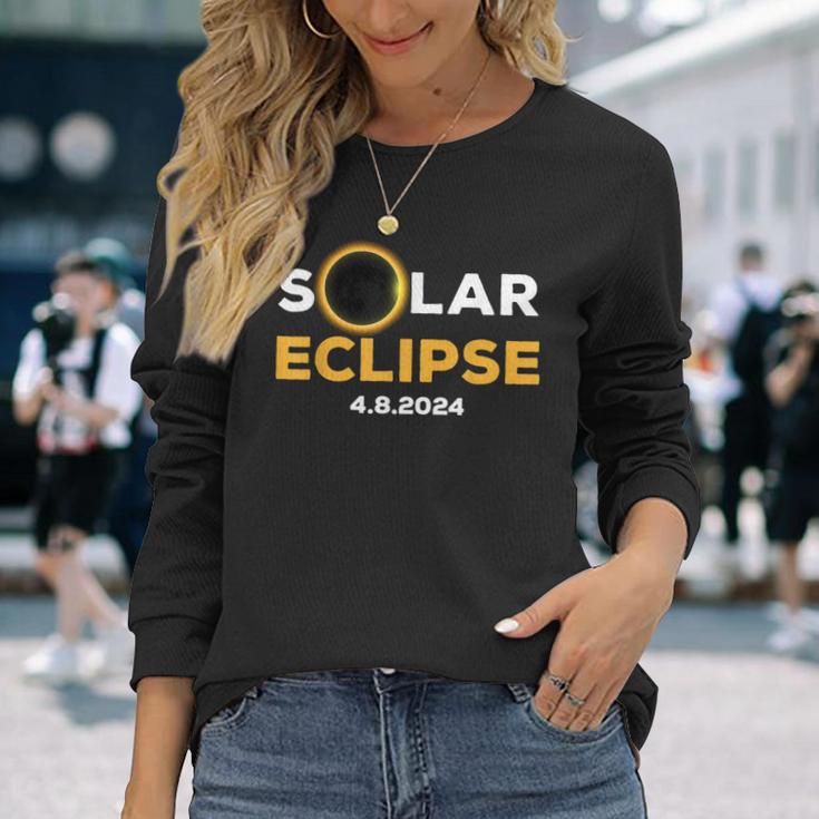 Solar Eclipse 2024 Total Solar Eclipse Phases April 8Th Long Sleeve T-Shirt Gifts for Her