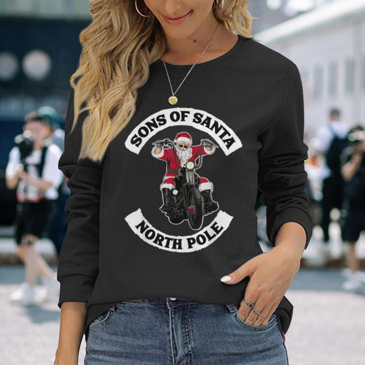 Sons Of Santa Biker Santa Santa On Motorcycle Long Sleeve T-Shirt Gifts for Her
