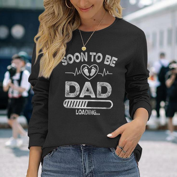 Soon To Be Daddy New Dad Father's Day Heartbeat Graphic Long Sleeve T-Shirt Gifts for Her