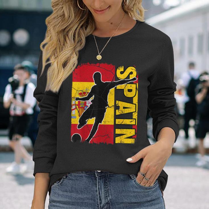 Spain Soccer Team Spanish Flag Jersey Football Fans Long Sleeve T-Shirt Gifts for Her