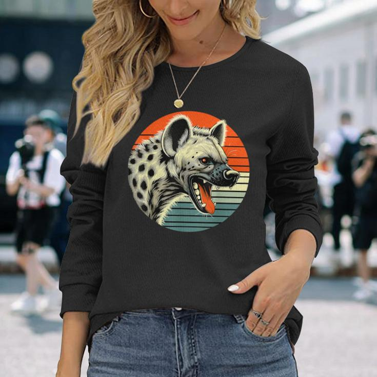 Spotted Laughing Hyena Retro Sun Long Sleeve T-Shirt Gifts for Her