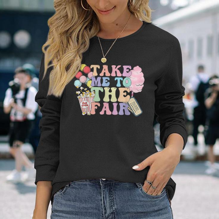 Take Me To The State Fair With Cotton Candy And Pop Corn Long Sleeve T-Shirt Gifts for Her