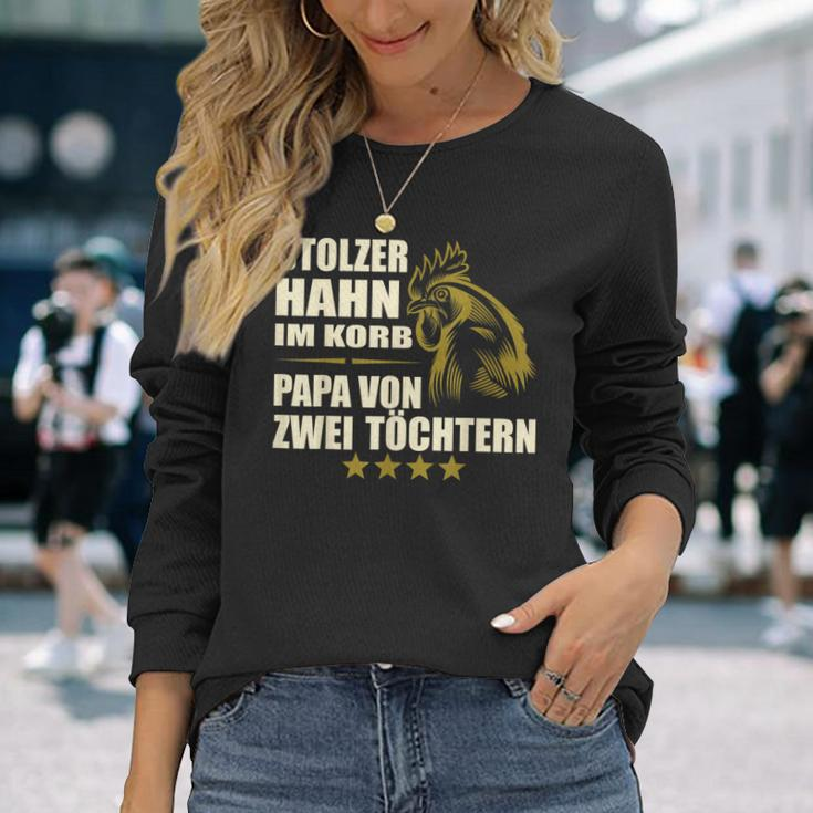 Stolzer Hahn Im Korb Papa Zwei Töchter Stolzer Hahn Im Basket Langarmshirts Geschenke für Sie