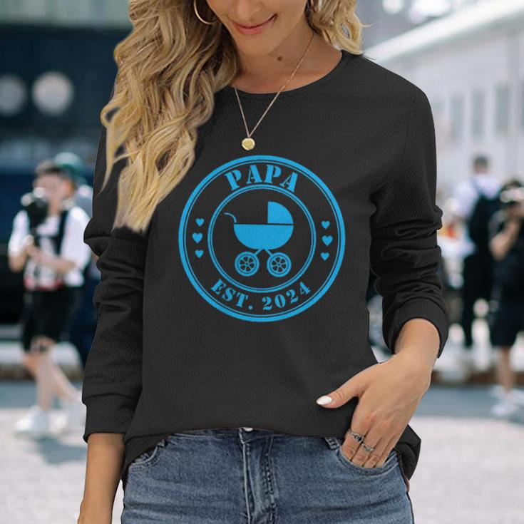 Stolzer Papa 2024 Werdender Papa Est 2024 Langarmshirts Geschenke für Sie