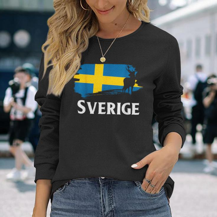 Sweden Sweden Elk Viking Scandinavia Sverige Norden Langarmshirts Geschenke für Sie