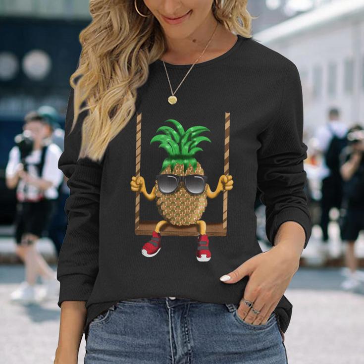 Swinging Pineapple Swing Beach Sun Swinging Fruit Fruit Long Sleeve T-Shirt Gifts for Her